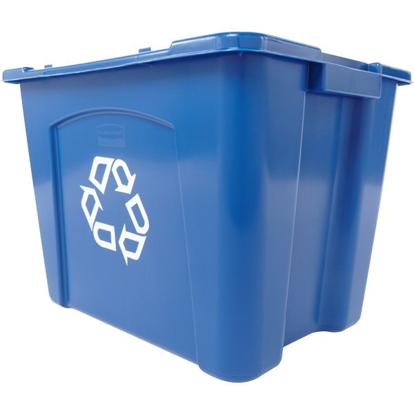 14 gal Rectangular Recycling Bin, Open Top, Satin Black/Satin Black, 1 Openings