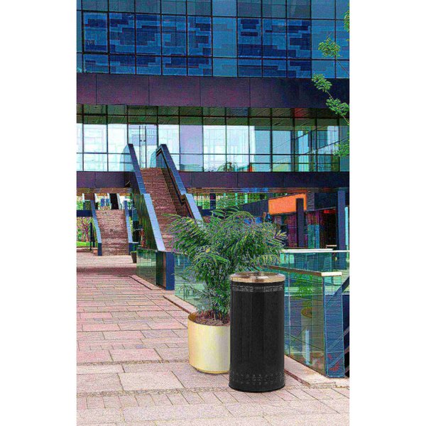 Imprinted Open Top Waste Bin, Blk, 25 gal.