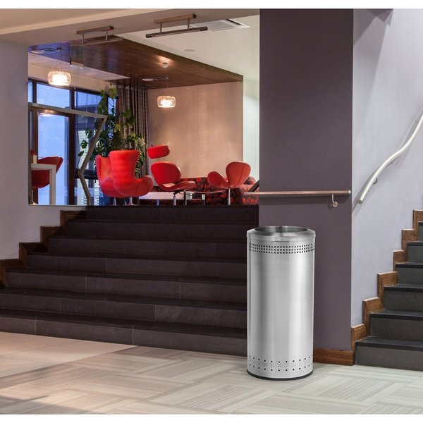 Imprinted Open Top Waste Bin, SS, 25 gal.