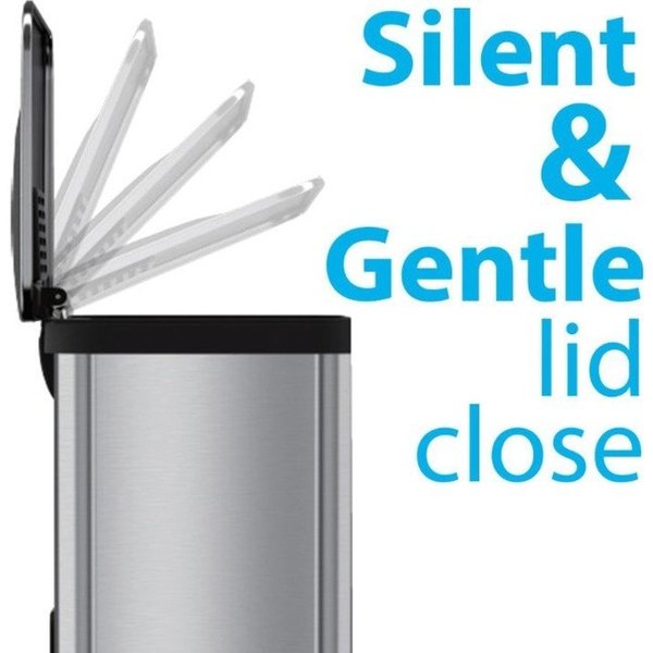 18 gal Trash Can, Silver, Stainless Steel