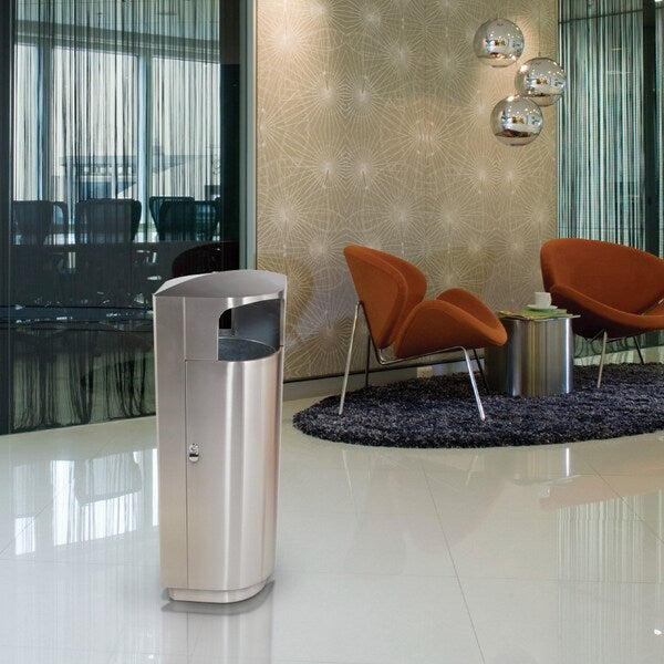 20 gal Trash Can, Silver, Stainless Steel