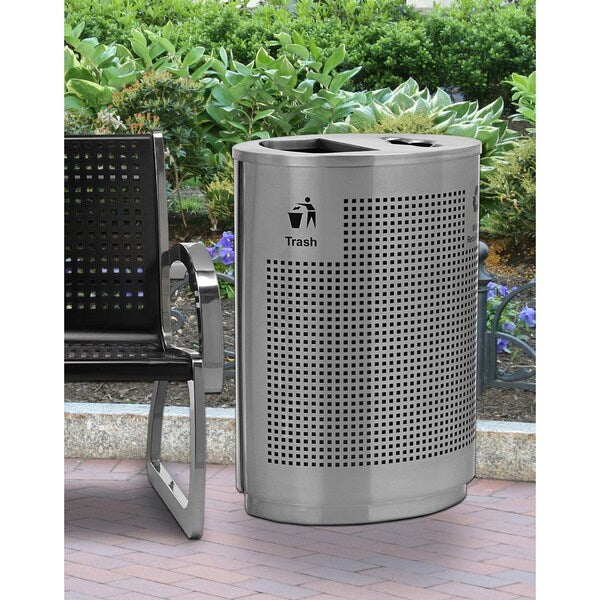 40 gal Recycling Bin, Silver, Stainless Steel