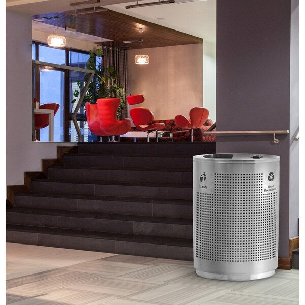 40 gal Recycling Bin, Silver, Stainless Steel
