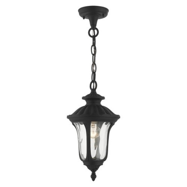 Textured Black Outdoor Pendant Lantern, 1