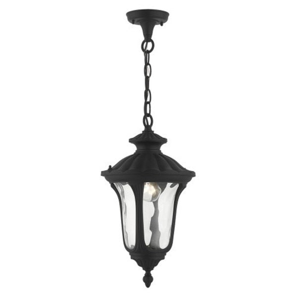 Textured Black Outdoor Pendant Lantern, 1
