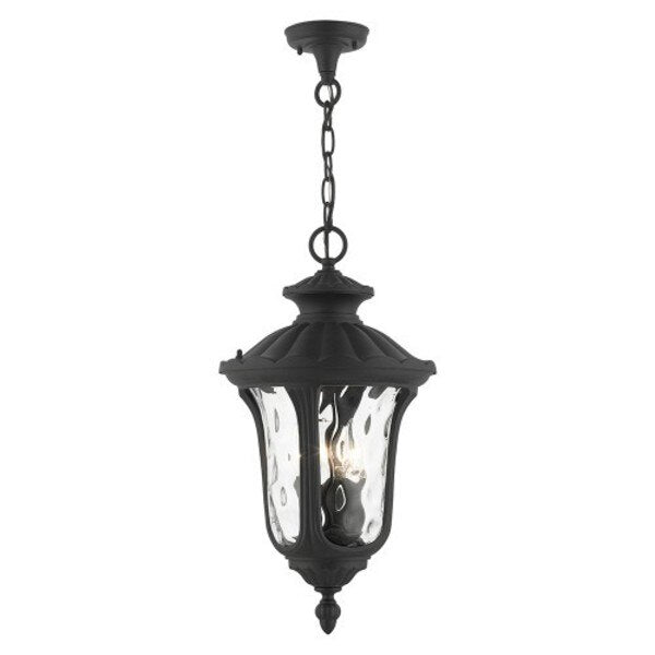Textured Black Outdoor Pendant Lantern, 3