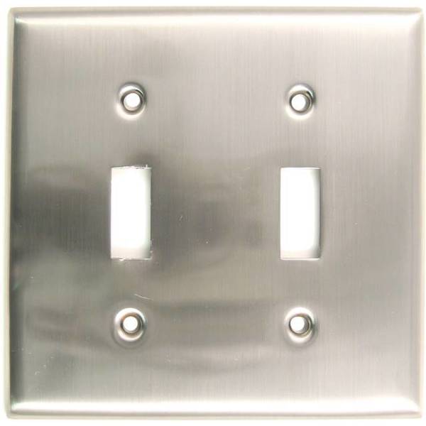 Double Switch Plate, Number of Gangs: 2 Satin Nickel Finish
