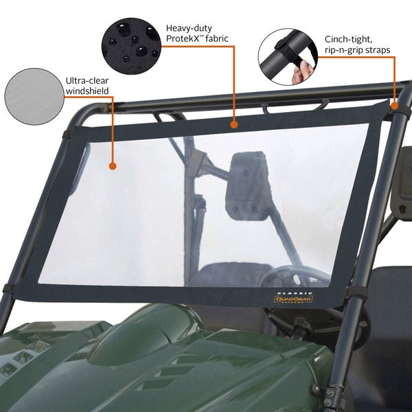 Rear Windshield, Black UTV