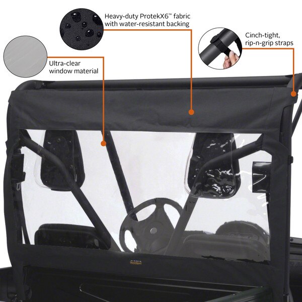 Rear Windshield, Black UTV