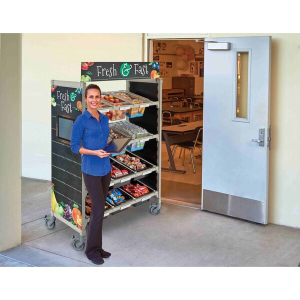 GRAB N GO MERCHANDISER, Open Style, 24 in D, 48 in W, 67 in H, 4 Shelves, Speckled Gray