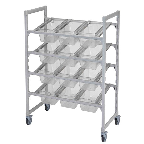 GRAB N GO MERCHANDISER, Open Style, 24 in D, 48 in W, 67 in H, 4 Shelves, Speckled Gray