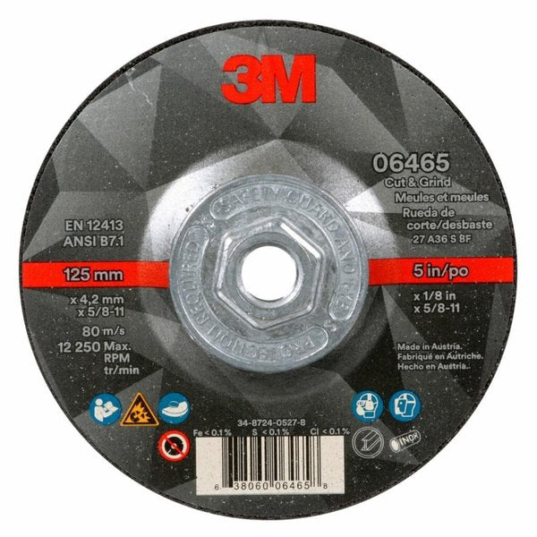 Cut and Grind Wheel, 5 in dia