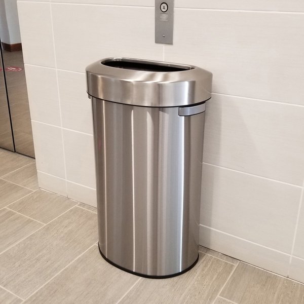 23 gal Round Trash Can, Silver, Stainless Steel