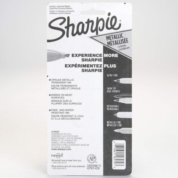 Metallic Chisel Permanent Marker, PK3