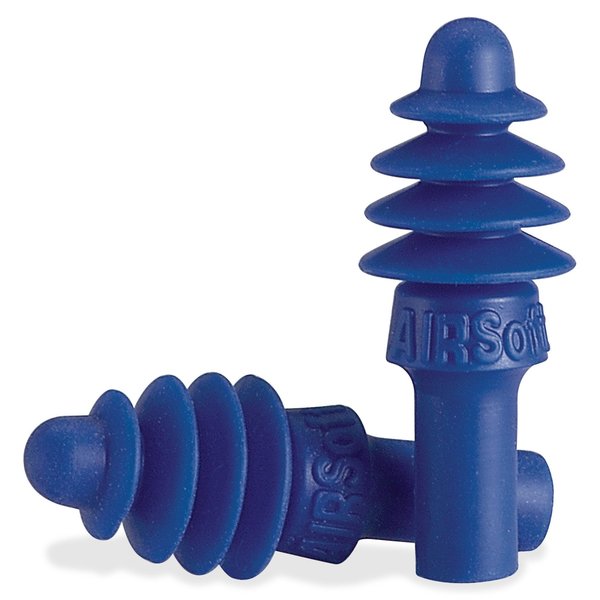 Reusable Uncorded Ear Plugs, Flanged Shape, 27 dB, 100 Pairs, Blue