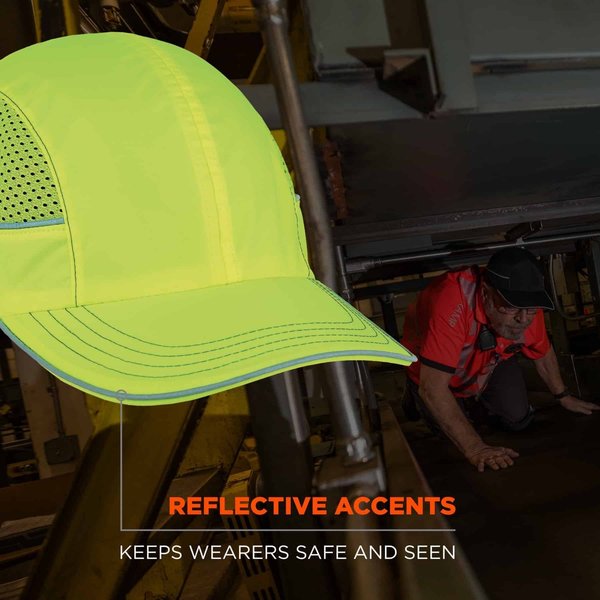 Vented Bump Cap, Long Brim, Hi-Vis Lime