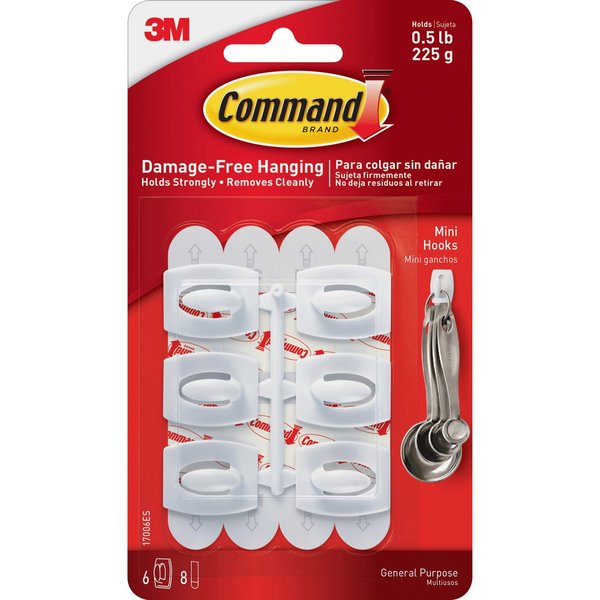 Hook, Molded Plastic, 7/16 In, PK6