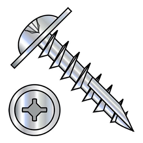 Self-Drilling Screw, #8-11 x 1 in, Zinc Plated Steel Round Head Phillips Drive, 7000 PK