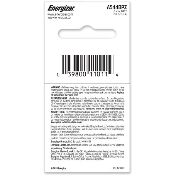 Lithium Cell Battery, A544, 6V