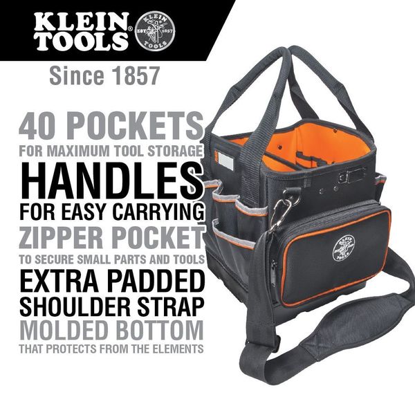 Tool Bag, Tradesman Proâ¢ Tool Tote, 40 Pockets, 10-Inch