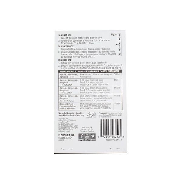 Wire Marker Book, 277/480V 3 Phase 1-48