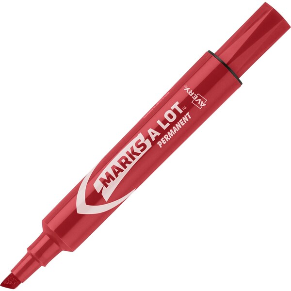 Desk-Style Permanent Marker, Chisel Tip, Red