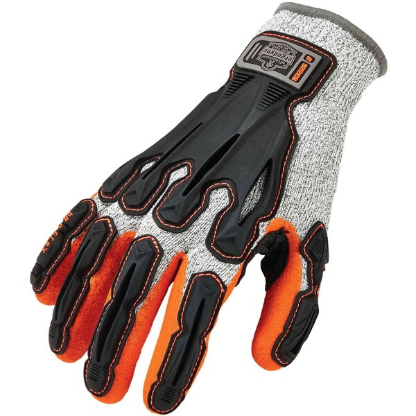 Impact Gloves, Level 5, Gray/Orange, PR