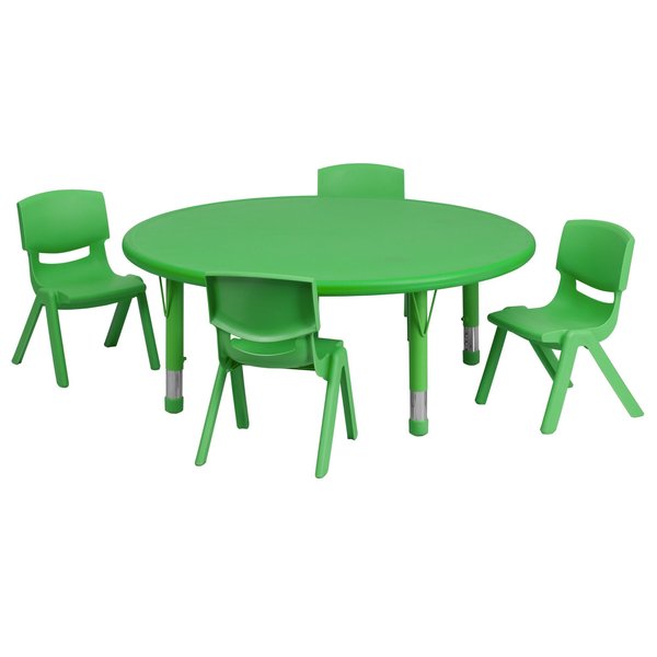 Round Activity Table, 45 X 45 X 23.75, Plastic, Steel Top, Green
