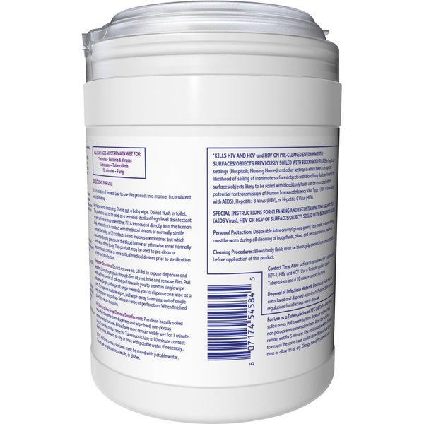 Disinfecting Wipes, White, Canister, Multipurpose, 160 Wipes, 6 in x 7 in, Fresh
