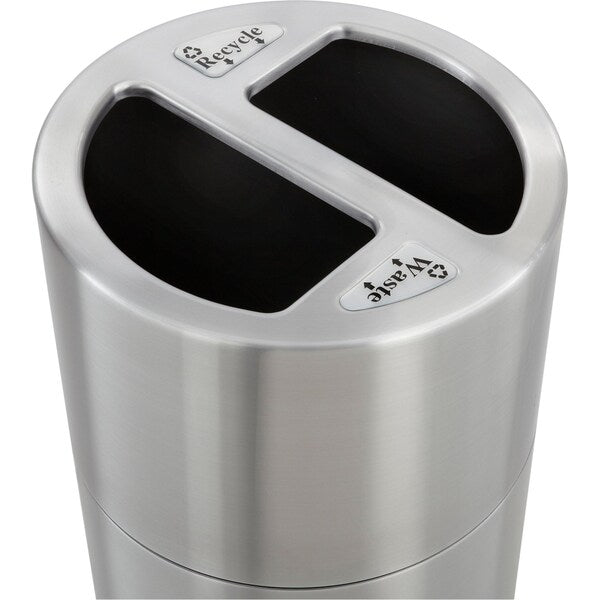 15 gal Round Trash Can, Stainless Steel, 17-1/2