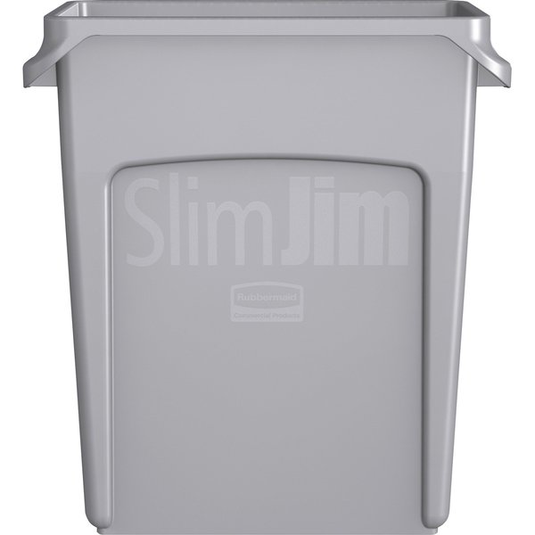 16 gal Rectangular Trash Can, Gray, 11 in Dia, None, High Quality Resin Blend