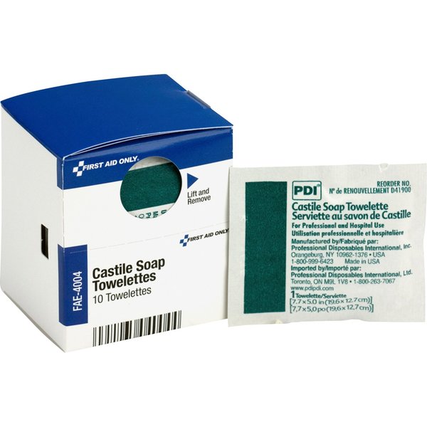 First Aid Kit Refill, Castile Soap Wipes, 10 Per Box