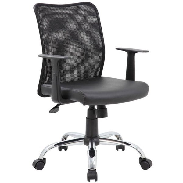 Mesh Task Chair, T-Arm, Black
