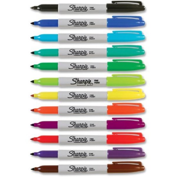 Permanent Marker Set, Fine Tip Assorted PK12