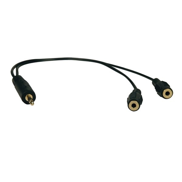 Audio Cable, Mini, 3.5mm, Y Split, M/2xF, 1ft
