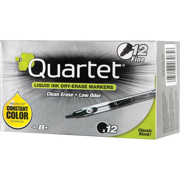 Dry Erase Marker, Fine Tip, Black, PK12 Low Odor