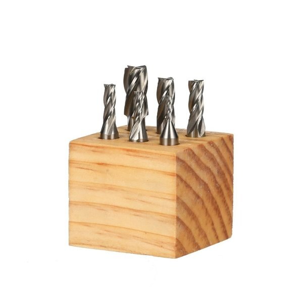 6 Piece 4 Flute High Speed Steel End Mill Set With 3/8