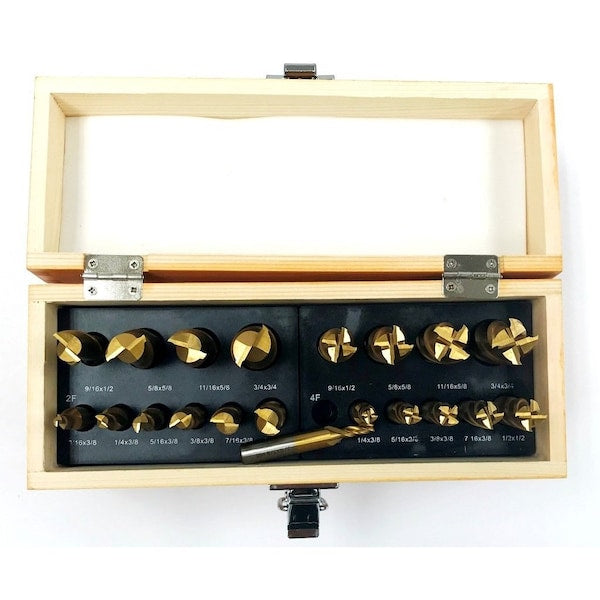 20 Piece TiN Coated Single End Mill Set