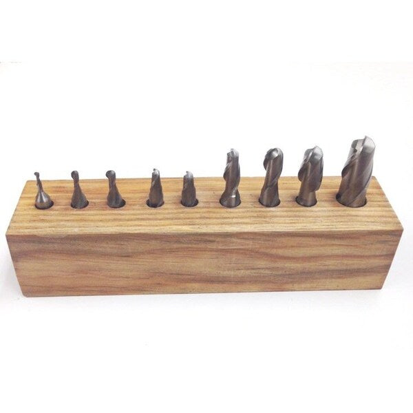 9 Piece 2 Flute Ball Nose End Mill Set