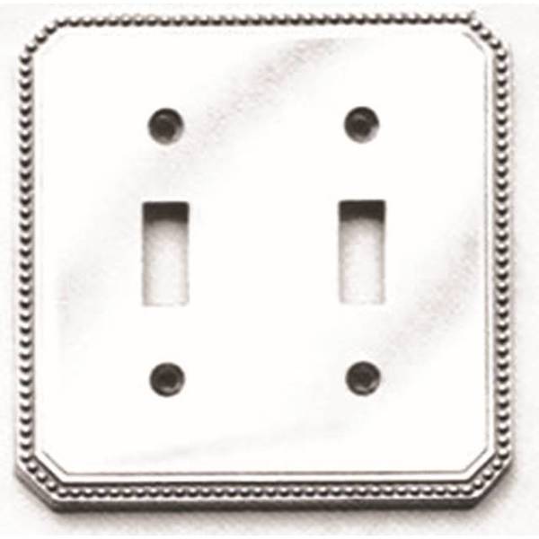 Double Beaded Switch Plate, Number of Gangs: 2 Solid Brass, Polished Chrome Plated Finish