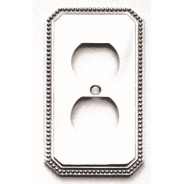 Duplex Receptacle Beaded Switch Plate, Number of Gangs: 2 Solid Brass