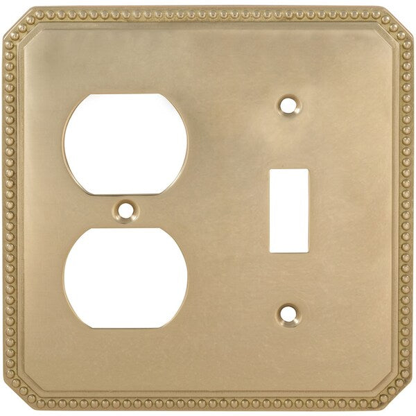 Combination Beaded Switch Plate, Number of Gangs: 2 Solid Brass, Shaded Bronze, Lacquered Finish