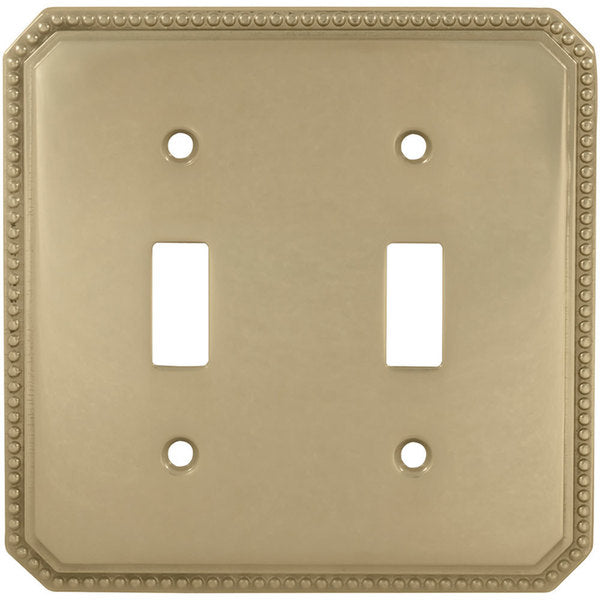 Double Beaded Switch Plate, Number of Gangs: 2 Solid Brass, Shaded Bronze, Lacquered Finish