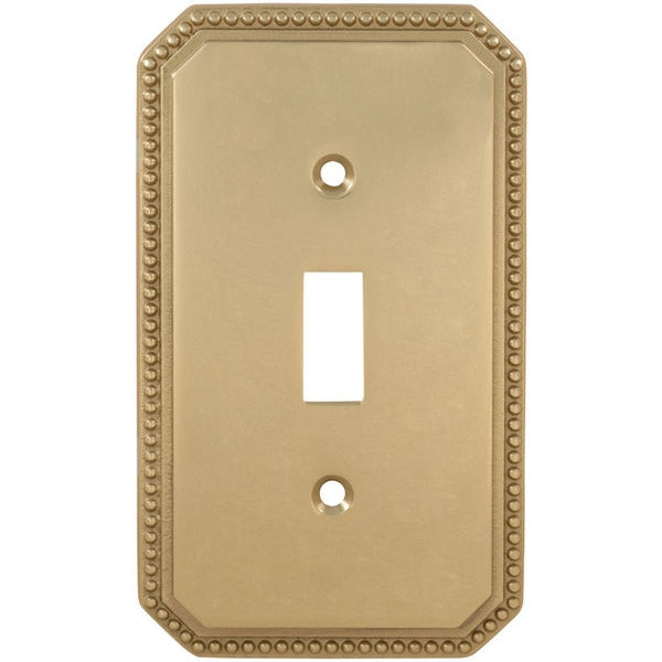 Single Beaded Switch Plate, Number of Gangs: 1 Solid Brass, Polished Brass, Lacquered Finish