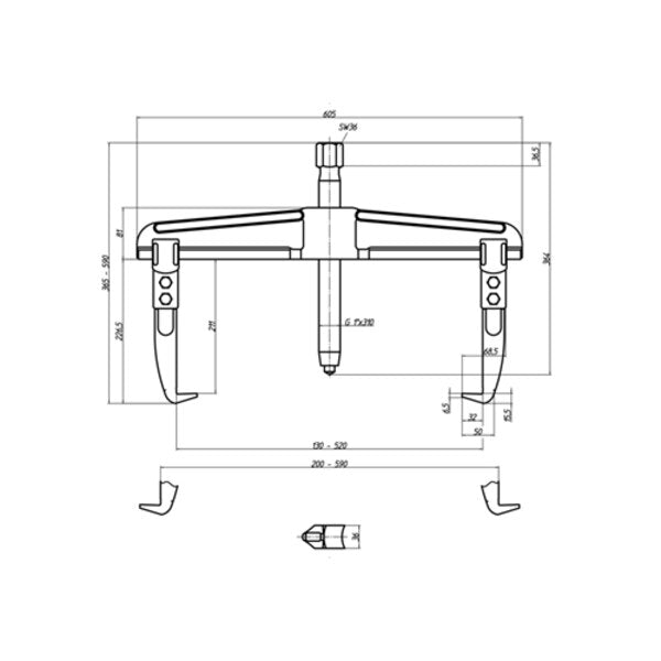 Universal Puller, 2-Arm Pattern, 520 x 200
