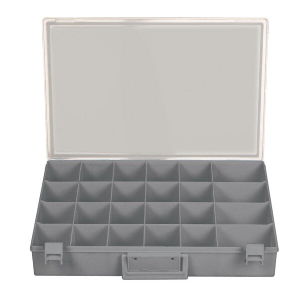 Lrg Gray Tray W/Clr Lid 24 Hole W/Latches