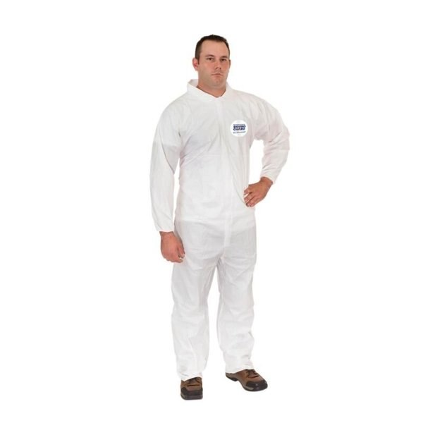 Disposable Coveralls, 25 PK, White, Microporous Fabric, Zipper