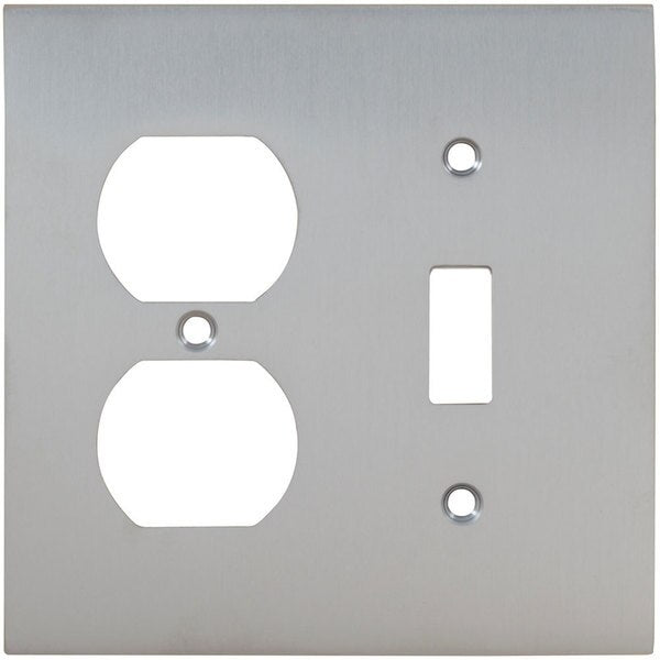 Combination Modern Switch Plate, Number of Gangs: 2 Solid Brass