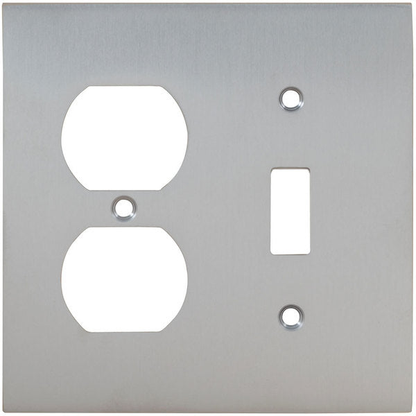 Combination Modern Switch Plate, Number of Gangs: 2 Solid Brass, Polished Brass, Lacquered Finish