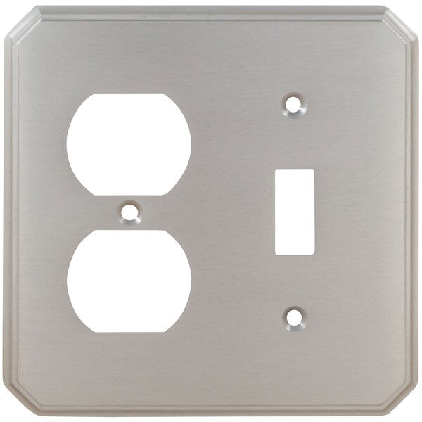Combination Traditional Switch Plate, Number of Gangs: 2 Solid Brass, Polished Chrome Plated Finish